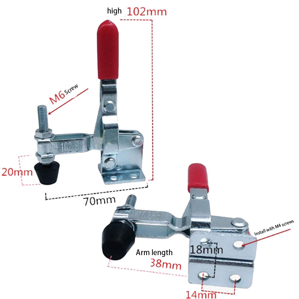 7 Piezas Herramienta Manual Abrazadera Palanca W Punta Presión Goma Abrazadera Horizontal (Vertical) Herramienta Liberación Rápida Antideslizante Rojo 100 Kg Capacidad Retención