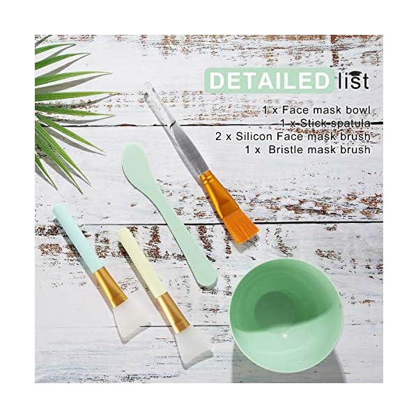 Plazuria Face Mask Mixing Bowl Set, 5 in 1 DIY Facemask Mixing Tool Kit with Facial Mask Bowl Stick Spatula Silicone Face Mask Brush & Premium Soft Face Brushes