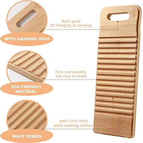 Bambus Waschbrett, 1 Stück Holz Waschen Kleidung Bord Große Wäsche Bord für Kleidung Hause Waschküche, Geeignet zum Waschen von Kinderkleidung(40 * 15 * 1.8cm)