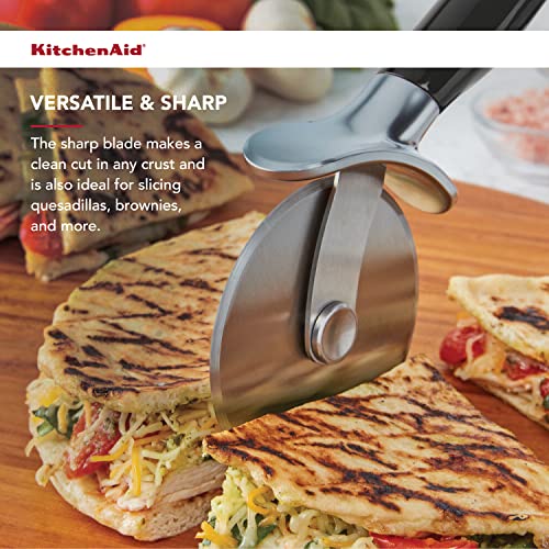 KitchenAid Classic Pizza Wheel with Sharp Blade For Cutting Through Crusts, Pies and More, Built In Finger Guard for Safety and Comfort Grip to Protect Fingers, Dishwasher Safe, 9-Inch, Black by KitchenAid - Image 4