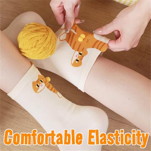 Funny Cute Cat Socks with Balls, 2025 New Cute Cotton Cat Ball Crew Socks, Personalized Novelty Gifts3