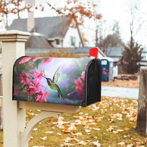 Image of Flowers Mailbox Covers Magnetic Standard Size 21 X 25.5 Inch Bird and Floral Magnetic Mailbox Cover Spring Summer Mailbox Wraps Post Letter Box Cover Decoration Outdoor Garden Yard Home Outside