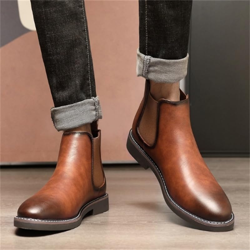 Men's Low-top Leather Boots Retro Oxford Shoes Pointed Toe Low Heel Non-slip wear-resistant Comfortable Breathable Youth Rubber Shoes for Men4