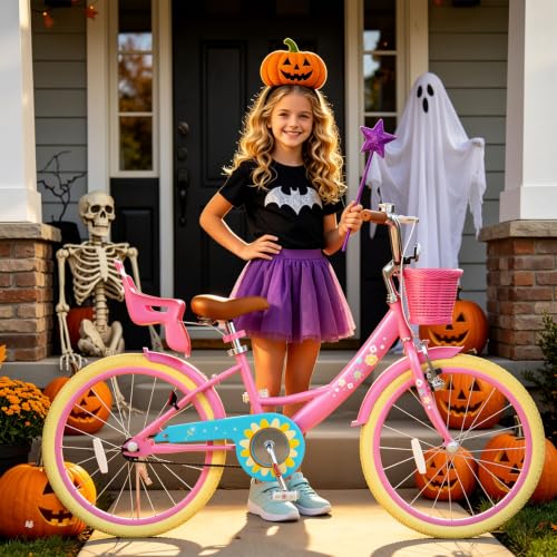 Image of Glaf Toddler Girls Bike for Age 2-9 Years 12 14 16 20 Inch | Kids Toddler Bike,Girls Bicycle,Doll Seat, Basket, Adjustable Seat, Bell,
