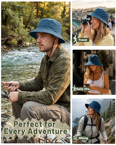 Image of Water-Resistant Bucket Hat for Women Men Rain Hat UPF 50+ Boonie Sun Hat Foldable Summer Floppy Fishing Safari Hats