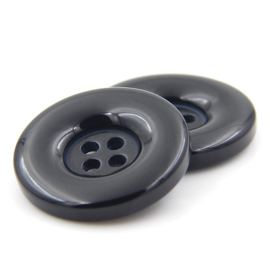 ZoTuoART Round Resin Buttons, Four-Hole, Flat, Replacement Buttons for Coats Shirts Trousers Clothing Accessories DIY Sewing Craft, Black, 23mm(0.9''), 20Pcs