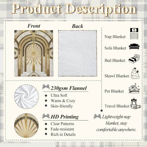 Couverture arche en peluche dorée 127x152 cm pour canapé et lit - 8