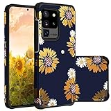 Casewind Samsung S20 Ultra Case,S20 Ultra Cases, Samsung Galaxy S20 Ultra Case Sunflower Glitter Slim Fit 2 in 1 Hard PC Soft Silicone Hybrid Shockproof Anti Scratch Bumper Protection S20 Ultra Cover