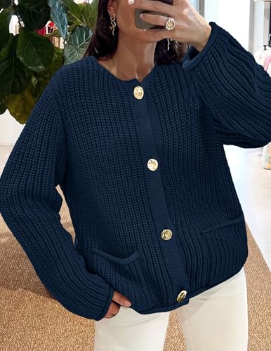Image of PRETTYGARDEN Cardigan Sweaters for Women 2026 Trendy Oversized Knit Chunky Button Cardigans Fall Winter Outfits with Pockets
