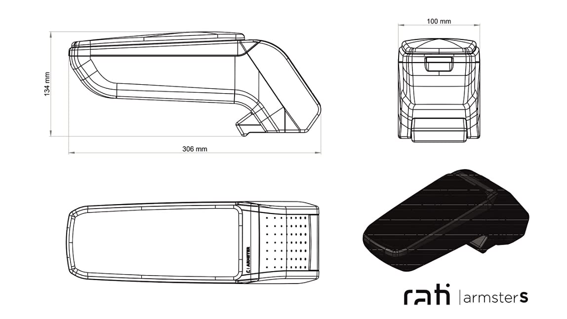 Rati armster S Bracciolo centrale, compatibile con CITROEN C3 AIRCROSS 2021- I bracciolo centrale con vano portaoggetti I su misura per consolle centrale