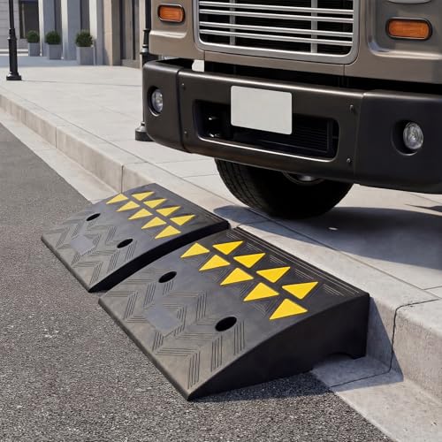 Rampa para bordillo de caucho resistente Goplus 2 piezas 15 Ton 5 in altura miniatura 2