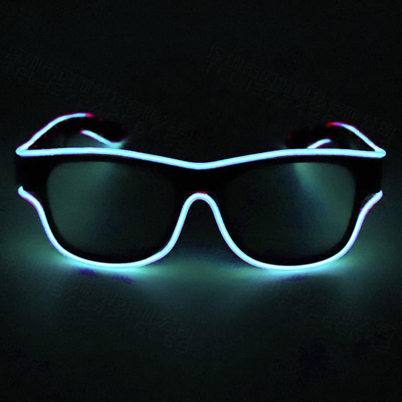 YUANYUYING LED Glasses, Wireless LED Party Glasses,USB Rechargeable-3 Light Modes (Steady/Slow/Fast Flash) | Glow Sunglasses for Raves, Concerts, Festivals (Ice blue)