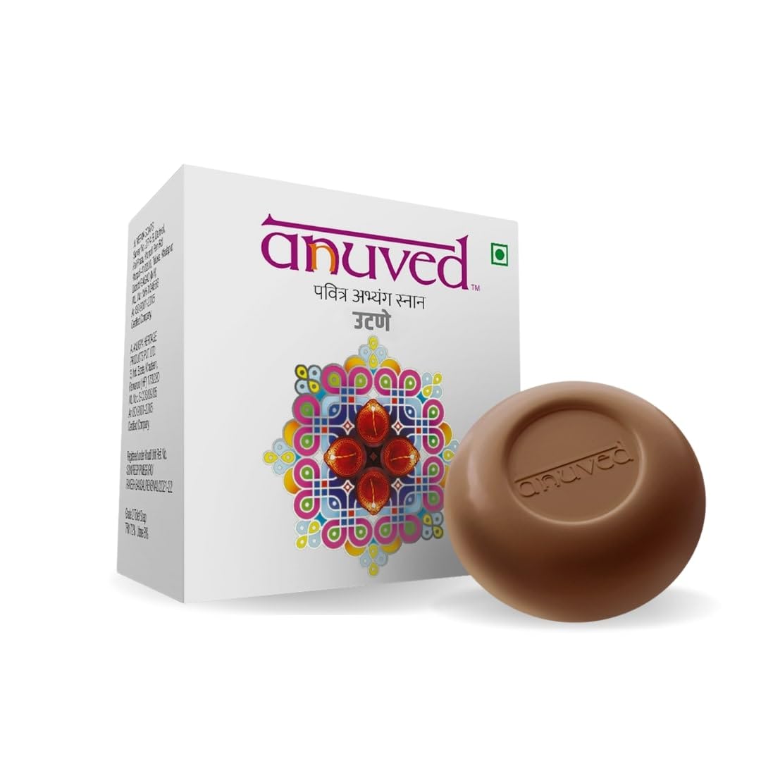 Anuved Utane (Ubtan) Natural Scrub Soap | Pack of 3 | 125g Each | Enriched with 15 Exotic Indian Herbs & Rishikesh Gangajal | Herbal Soap for Face & Bath | Soft & Glowing Skin | Tan Removal Soap