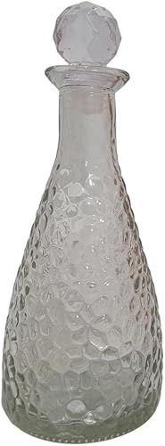 Miniatura 2 de Botella decorativa de vidrio transparente martillada con tapones de vidrio, corchos de vidrio, juego de 4 (6.875 x 2.625 pulgadas) para fiestas,