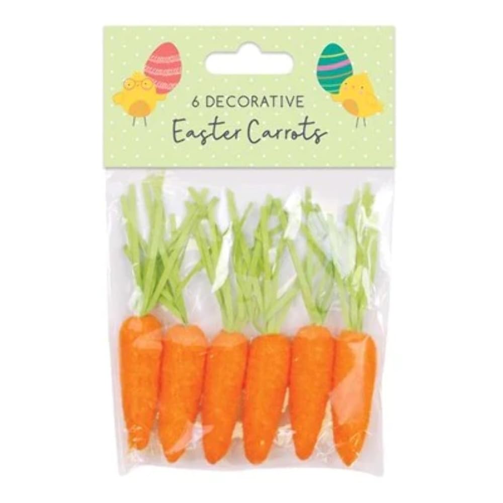 Tallon International Easter Decorations, Bonnet Arts and Crafts, Egg Hunt - 6 Pack Carrots, Orange, 5x2