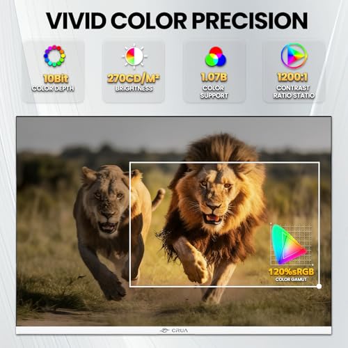 Image of CRUA 28 Inch White Monitor, 4K UHD+ 3840x2560 IPS 60Hz Computer Monitors, 15:10 Aspect Ratio, 120% sRGB 10-Bit Color, Support FreeSync, Built-in Speakers, USB Type-C, HDMI 2.0 & DP 1.4, Wall Mountable