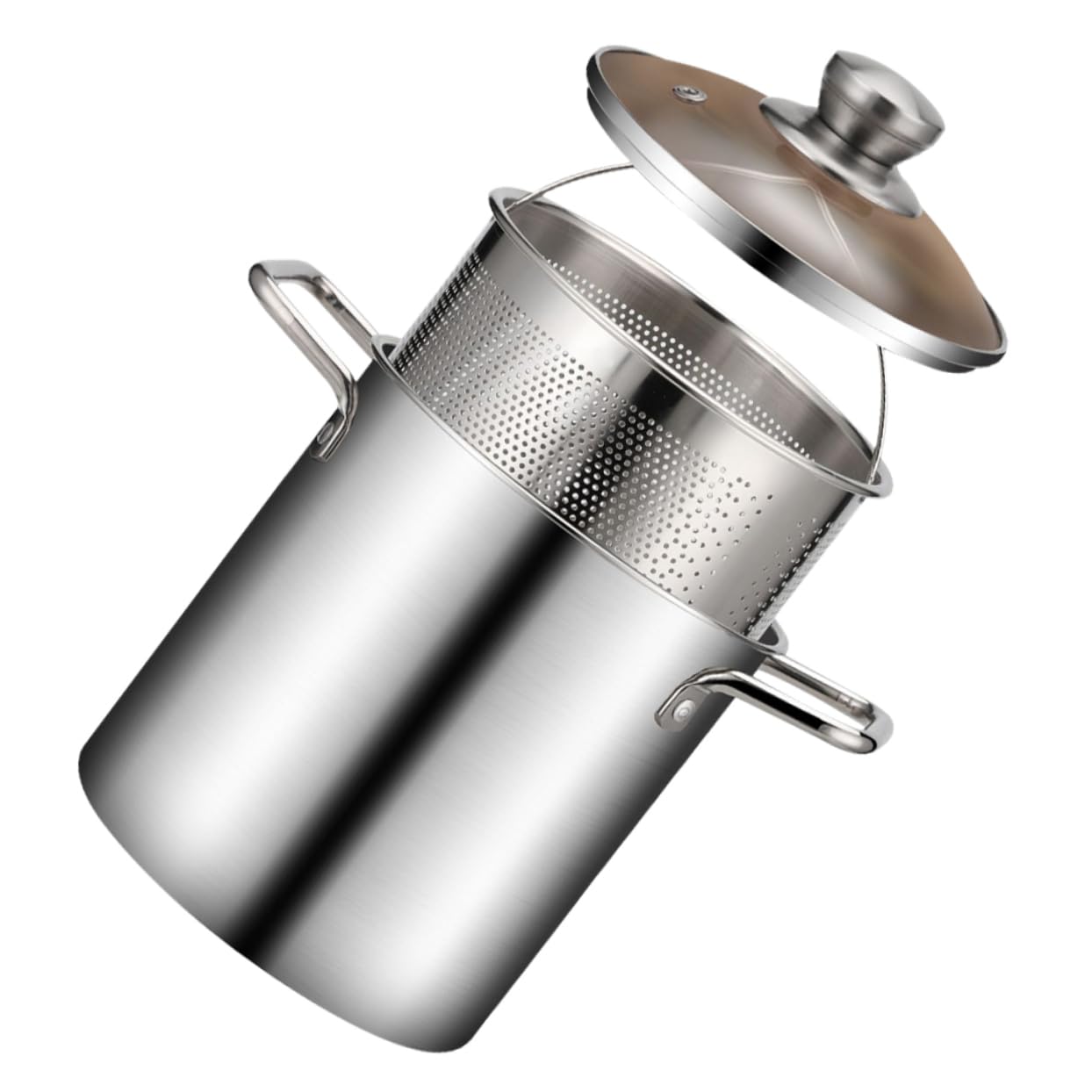 GLEAVI 1Set Stainless Steel Deep Fryer with Fry Basket Heat Resistant Kitchen Frying Pot for Chips Vegetables and Meat Comfortable Non Slip Handle for Safe Use