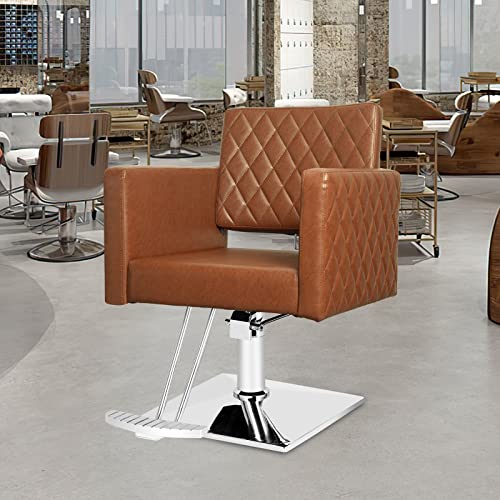 Paddie Salon Chair For Hair Stylist, Height Adjustable Hydraulic Chair Barber Chairs All Purpose Beauty Spa Salon Equipment, Max Load Weight 330 Lbs (Brown-New) #TOP1