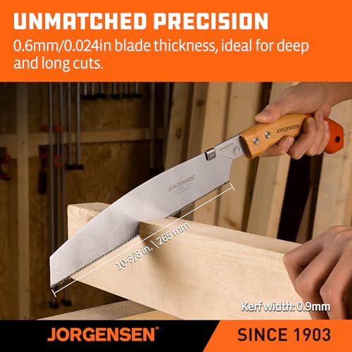 JORGENSEN Japanese Pull Saw Kataba, 10-3/8 Inch with Curved Handle, Premium SK5 Blade, 14 TPI Teeth, Woodworking Hand Saw for Hardwood & Softwood, Wood Trim - Image 5