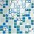 Hominter Tile Sample 3 x 12 Inches: Blue and White Glass Backsplash Tiles, Resin Shell Tile Beach Style House, Perfect for Kitchen Backsplashes and Bathroom Walls and Shower Accents GC370