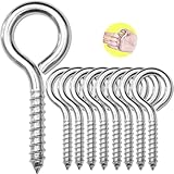 8Pcs Self Tapping Eyelet Screw Eye Bolt，4 Inch Heavy Duty Screw Eyes Hooks ，M8 Wooden Large Screw Eye Hook，Load Capacity 500 Lbs for Hammock ，Yoga，Heavy Indoor Outdoor Uses (8, M8-4 INCH)