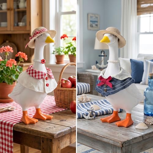 MUGEEY 7 Inch Desk Goose Outfits - 2 Set Spring Summer Clothes & Costumes for Mini Desktop/Porch Geese, Durable Goose Desk Accessories, Desk Duck Clothing for Magnetic Goose Statue Decor&Gifting — view 4