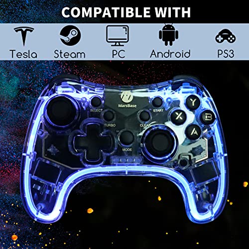 2 Pack Game Controllers For Tesla Model 3 Y S X, Wireless Dual-Motor Vibration Tesla Game Controller, Transparency Housing And Adjustable Colorful Rgb Hue Lights, Tesla Accessories, Come With Hub #TOP6