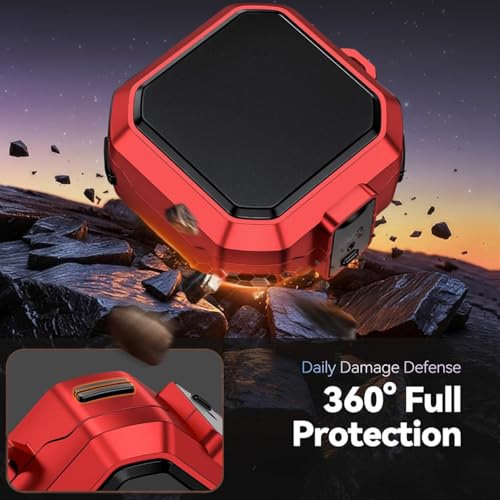Image of Oboe Tough Case 'Compatible with' Samsung Galaxy Buds 4 & 4 Pro Case with Secure Lock Clip & Keyring (Red) [Buds & ChargingCase NOT Included]