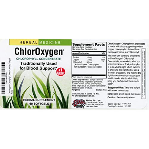Chloroxygen® Chlorophyll Concentrate: 60-Count Bottle Of Softgels #TOP1