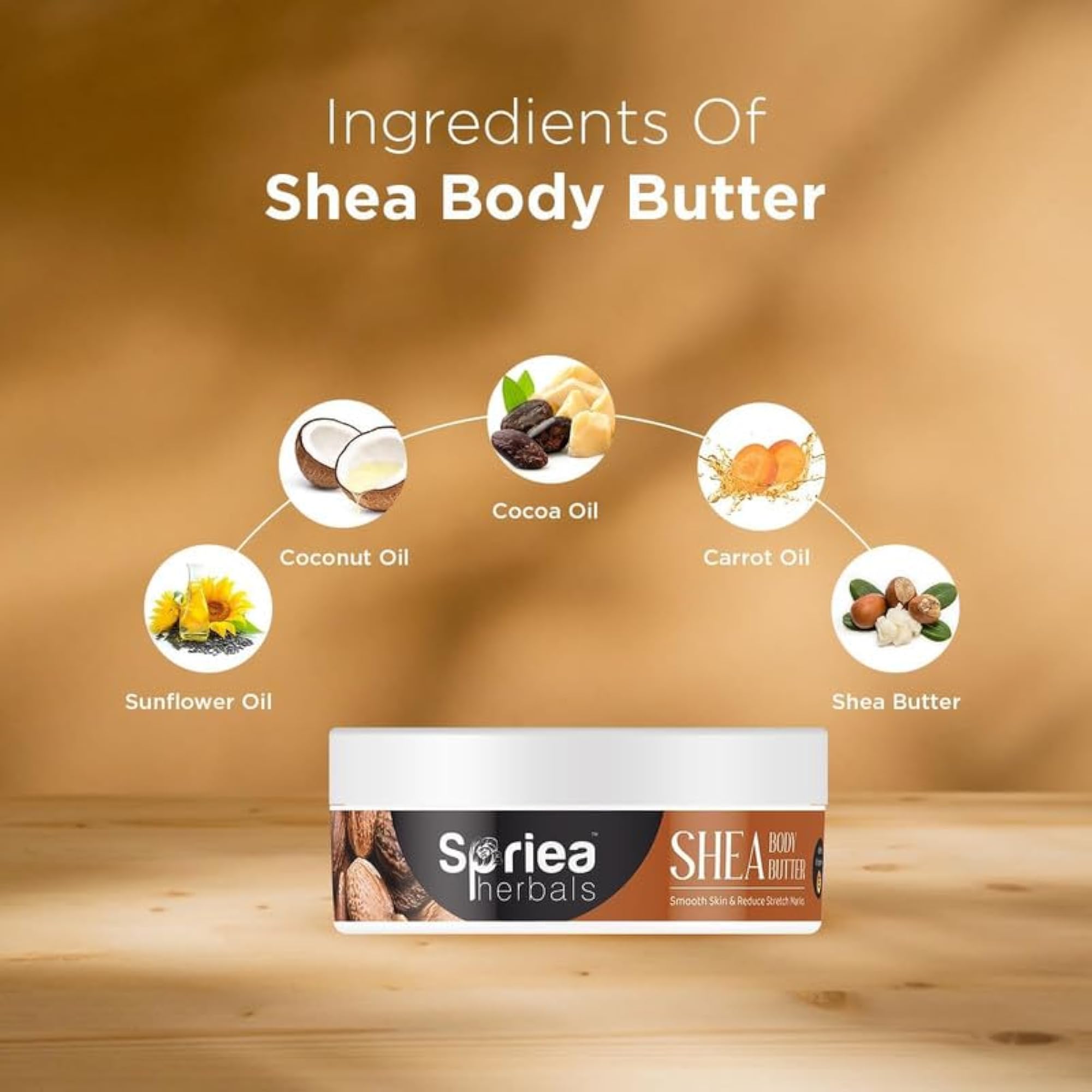Natural Shea Body Butter Cream with Vitamin E, Deep Nourishment