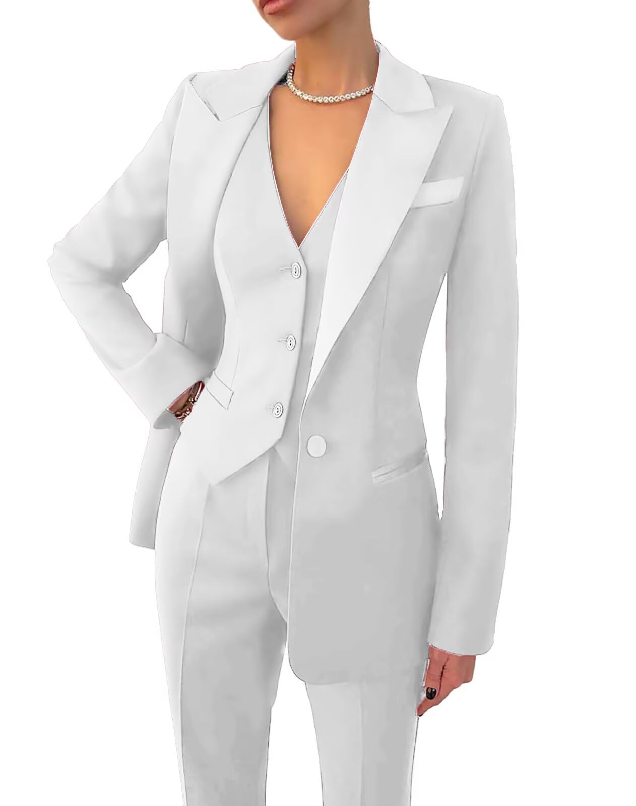 Womens Suit 3 Piece Office Lady Suit Set Business Pants Suits for Work Casual Pant Suits for Women