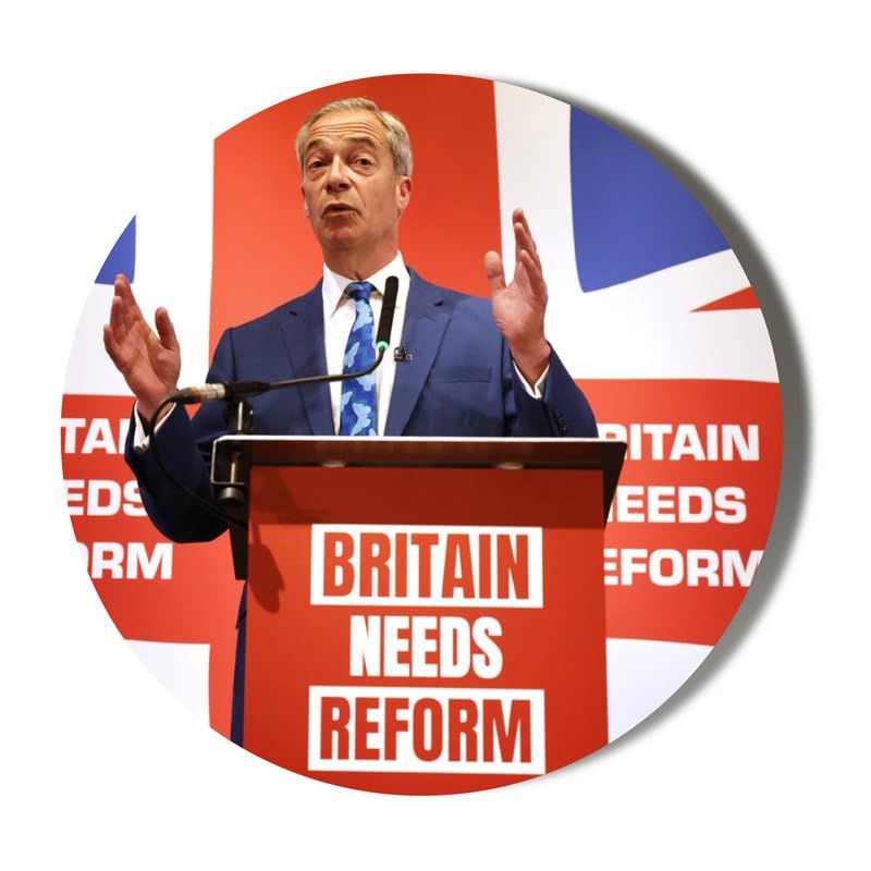 Reform Party - Nigel Farage - Britain Needs Reform - 6 x 70mm (2.7 inches) Stickers