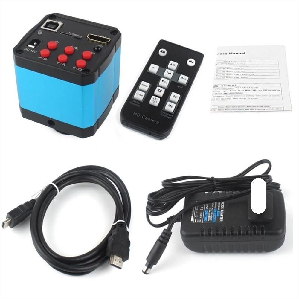 Microscope 2K HDMI USB Digital Video Monocular Industrial Electronic Microscope Camera 130X C-Mount Lens Kit for Phone PCB Soldering Repair(A)