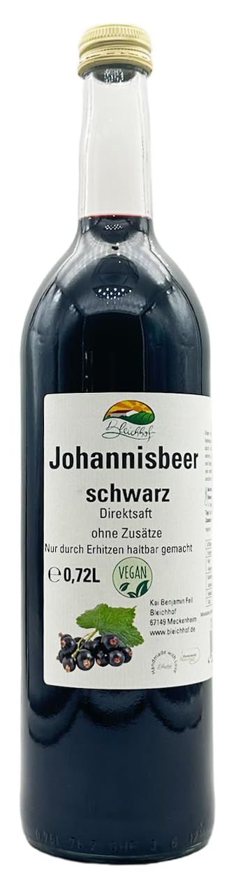 Bleichhof Schwarzer Johannisbeersaft - 100% Direktsaft, vegan, OHNE Zuckerzusatz, 6er Pack (6x 0,72l)