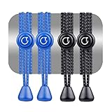 Gritin Cordones Elásticos para Zapatillas, 2 Paquetes（Negro y Azul） Cordones Elasticos para Zapatillas Zapatos Deporte con Sistema de Cierre Rápido sin Atar Suave y Cómodo.