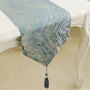 LWLFC Tafelloper met kwastjes Groene golf Tafellopers voor Bruiloft Kerstfeest Decoratie, Tafelhoes Non-slip, Moderne…