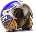 Produktbild SOXON® SP-325 Plus Blue · Jet-Helm · Motorrad-Helm Roller-Helm Scooter-Helm Moped Mofa-Helm Chopper Retro Vespa Vintage Pilot Biker Helmet · ECE 22.05 Visier Schnellverschluss Tasche L (59-60cm)