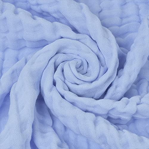Image of Baby Muslin Swaddle Blanket | Receiving Blanket| Baby Bath Towel | Size 41X41 inches| Muslin Cotton Gauze 6 Layer (Blue)