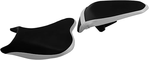 Miniatura 9 de TCT-MOTORPARTS Cojín de asiento de conductor y pasajero para Kawasaki Ninja 400 2018-2024 Z400 2019-2024 (negro + blanco #4)