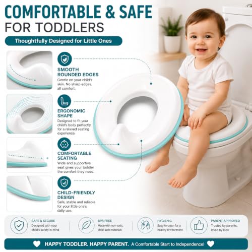 Image of Zollyss Potty Seat for Kids 2-5 Years, Portable Baby Toilet Seat Cover with Splash Guard, Non-Slip Toddler Potty Training Seat for Boys & Girls, Fits Round & Oval Western Toilets, Blue