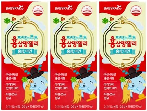 FARMER QUEEN Korea 6-Years-Old Red Ginseng Jelly Stick for Kid Great for Kid's Immune System (10 Stick ( Pack of 3))