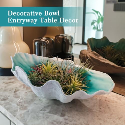 Extra Large Clam Shells Decorative Bowl-Turquoise Sea Shells Decorative Storage Bowls for Coastal Beach theme house table centerpiece decorations & Nautical decorations for coffee table -12.4"-1PC - Image 8
