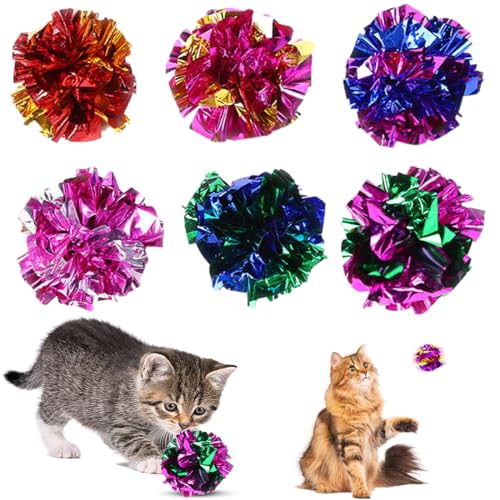PYEUIFT 6 Pièces Jouets Boule Froissées Interactif pour Chats, Boule Papier Colorés pour Chaton,Jouets Interactifs pour Chat,Balles Papier Froissé pour Chat,Balles Froissées Papier pour Chaton