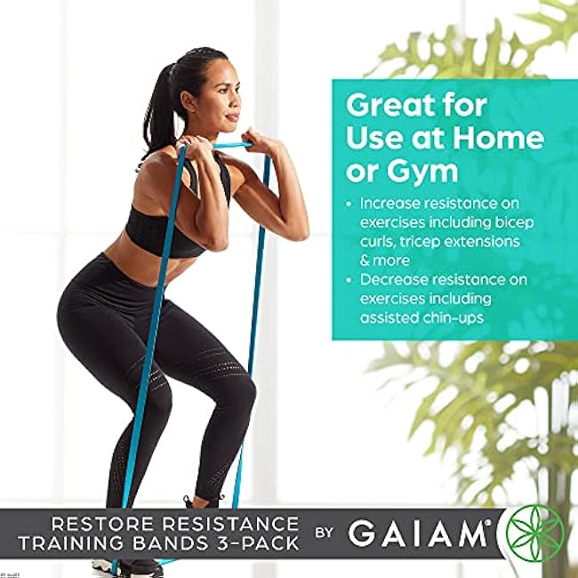 Gaiam Restore Resistance Training Workout Pull Up Bands 3 Pack - Extra-Strong Durable Progressive Resistance Exercise Loop Cords for Assisted Pull Ups and Strength Bands Training