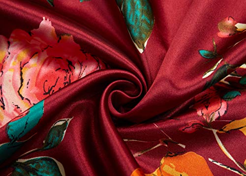 Image of BABEYOND Women's Kimono Robe Long Satin Silky Floral Lightweight Bridesmaid Wedding Bachelorette Party Robe