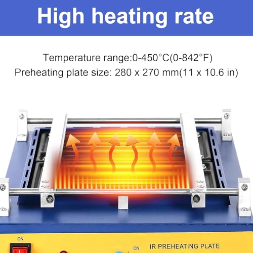 KINGTAIXIN T-8280 IR-Preheating Oven 110v, Preheat Plate 1600w, 0-450℃(0-842℉), Infrared Pre-Heating Station Heating Area 280mm*270mm for PCB SMD BGA by KINGTAIXIN - Image 5