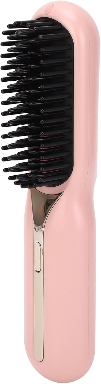 Hair Straightener Brush, Negative Ion Hair Straightening Brush, Hair Straightener Comb, Electric Hair Styling Comb for Home, for Straightening, Curling (Pink)
