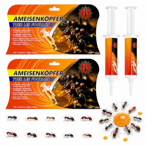 Neues 2 Stück Küche Vertreiben Ameisenköder Gel Für Innen und Außen Ameisenköderdose Wirkt Bis Ins Nest Ameisengel Gegen Schwarze Ameisen Langanhaltend und Effektiv Einfache Anwendung (60 G)
