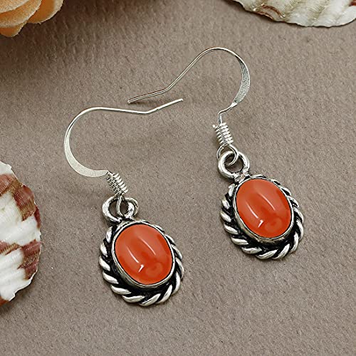 Genuine Oval Shape Carnelian Dangle Earrings 925 Silver Plated Handmade Fashion Jewelry For Women #TOP2