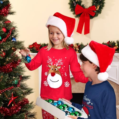 HYCLES Christmas Pajamas Set for Kids Boys Girls Holiday Long Sleeve Sleepwear Santa Cotton Pajamas Sets for Toddler Kids Pjs3